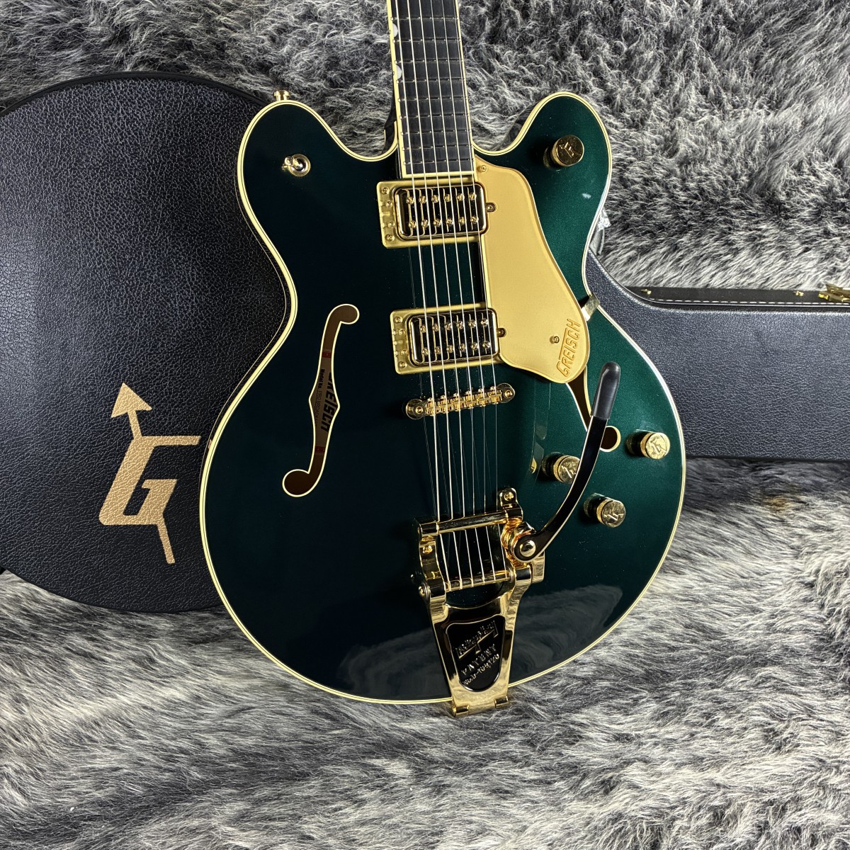 Broadkaster LX Center Block with String-Thru Bigsby and Gold
