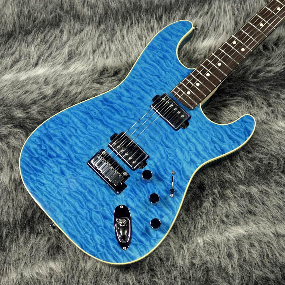 FSR Made in Japan Modern Stratocaster Quilt HH Caribbean Blue