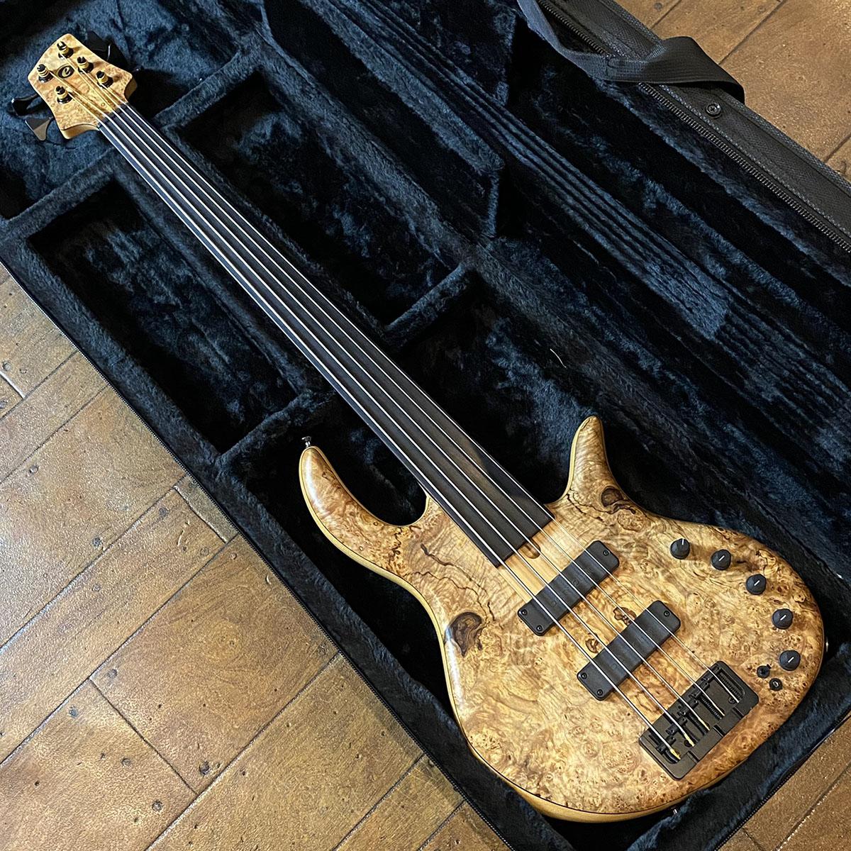 Gold Series e-volution Fretless 5st Spalted Maple Burl Top elrick
