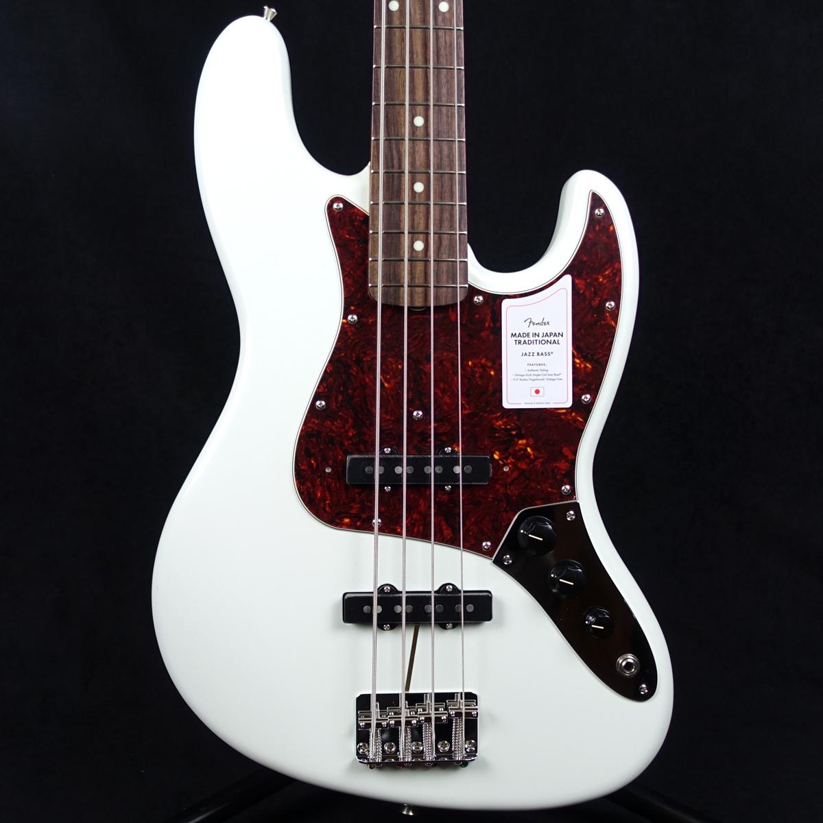 Made in Japan Traditional 60s Jazz Bass Olympic White Fender