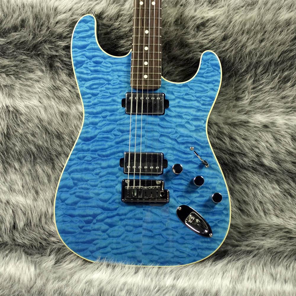 FSR Made in Japan Modern Stratocaster Quilt HH Caribbean Blue