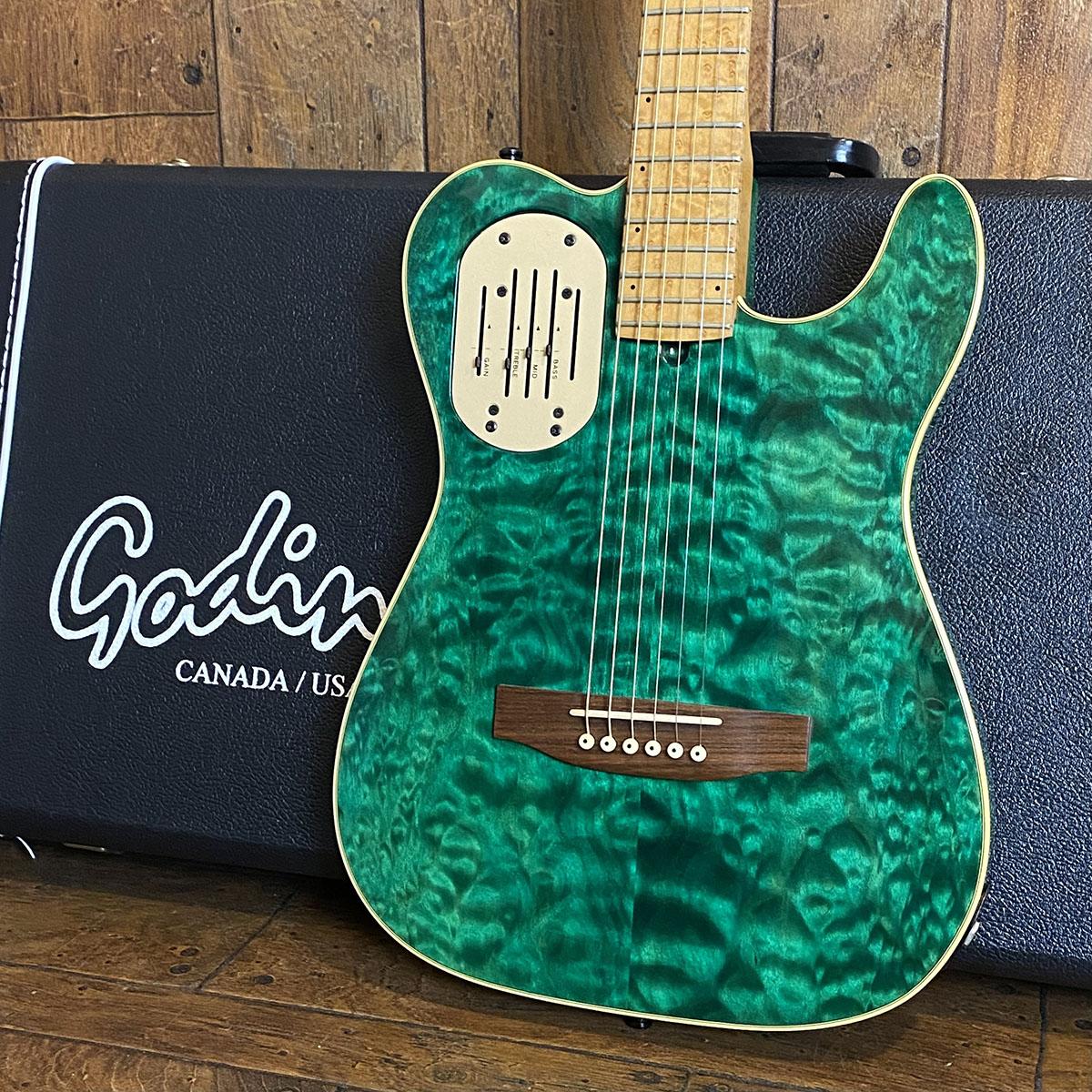 Acousticaster 6 Ltd Trans Green 1995 Godin エレクトリック
