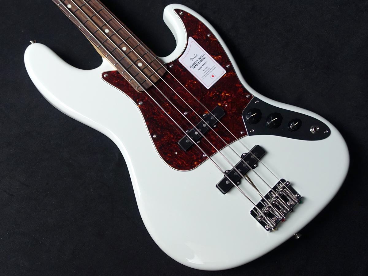 Made in Japan Traditional 60s Jazz Bass Olympic White Fender