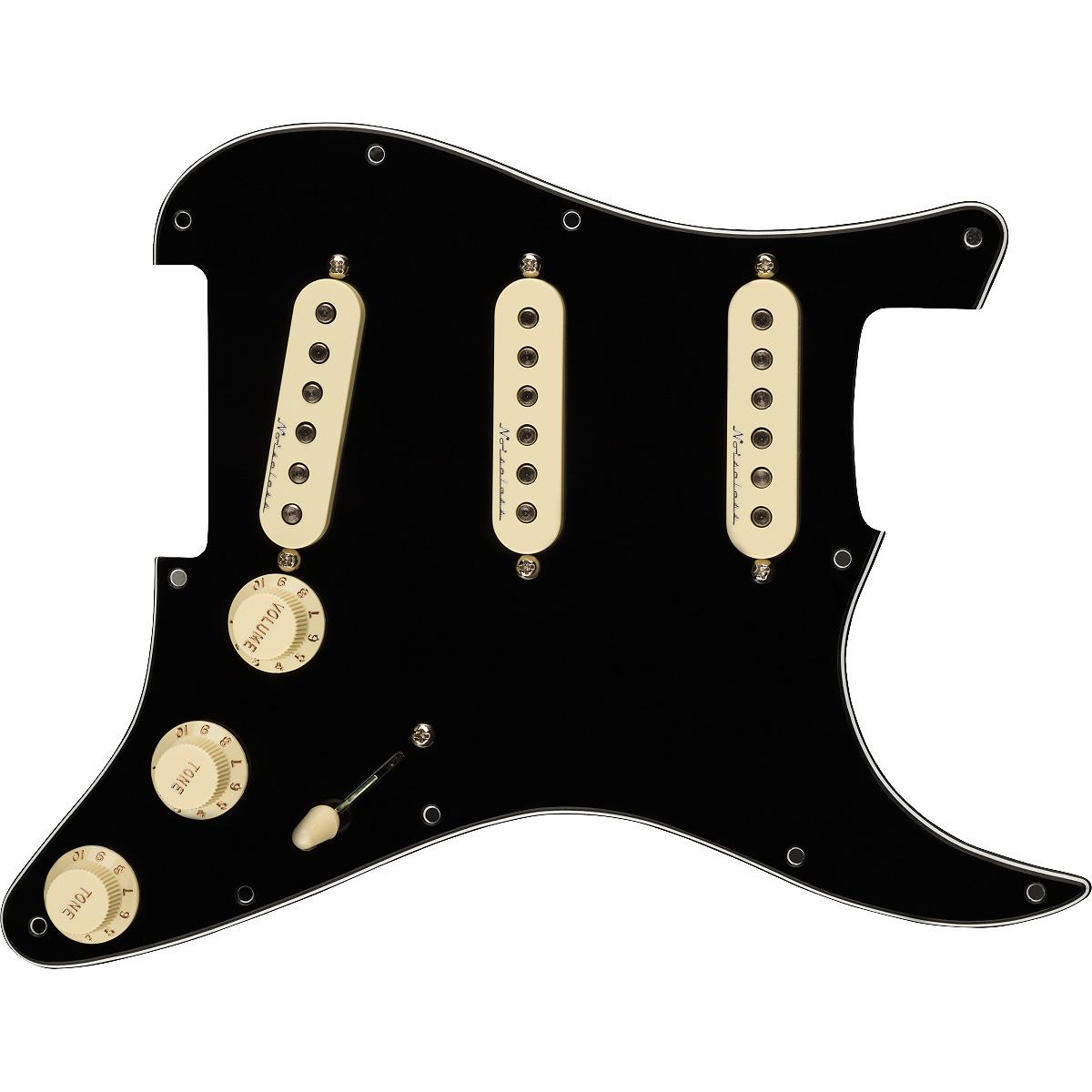 Fender Pre-Wired Strat Pickguard Hot Noiseless SSS Black 11 Hole
