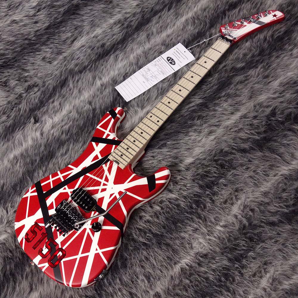 EVH Striped Series 5150 MN Red with Black and White Stripes