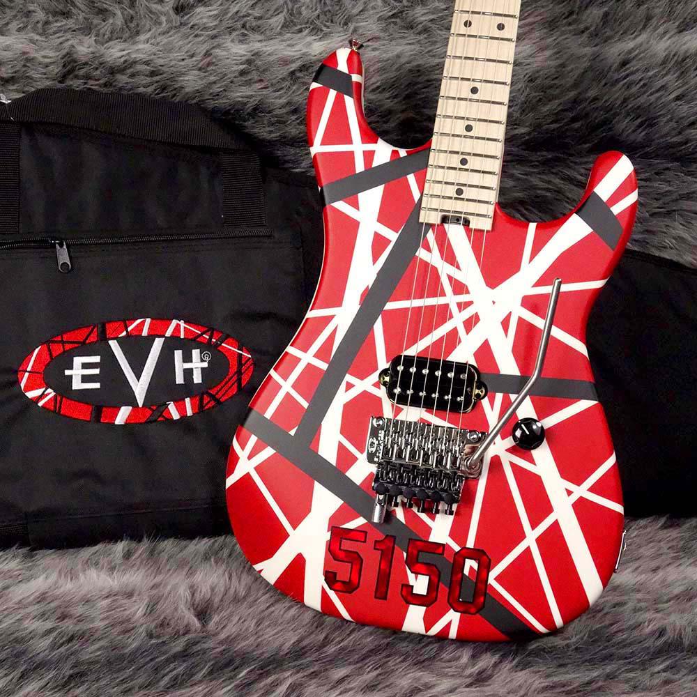 EVH Striped Series 5150 MN Red with Black and White Stripes