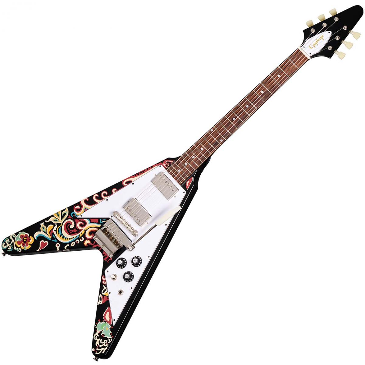 ロ*ン様 Epiphone /Gibson フライングV ケース付き　エレキギタ エピフォン Epiphone Flying V Ebony エレキギター(エピフォン